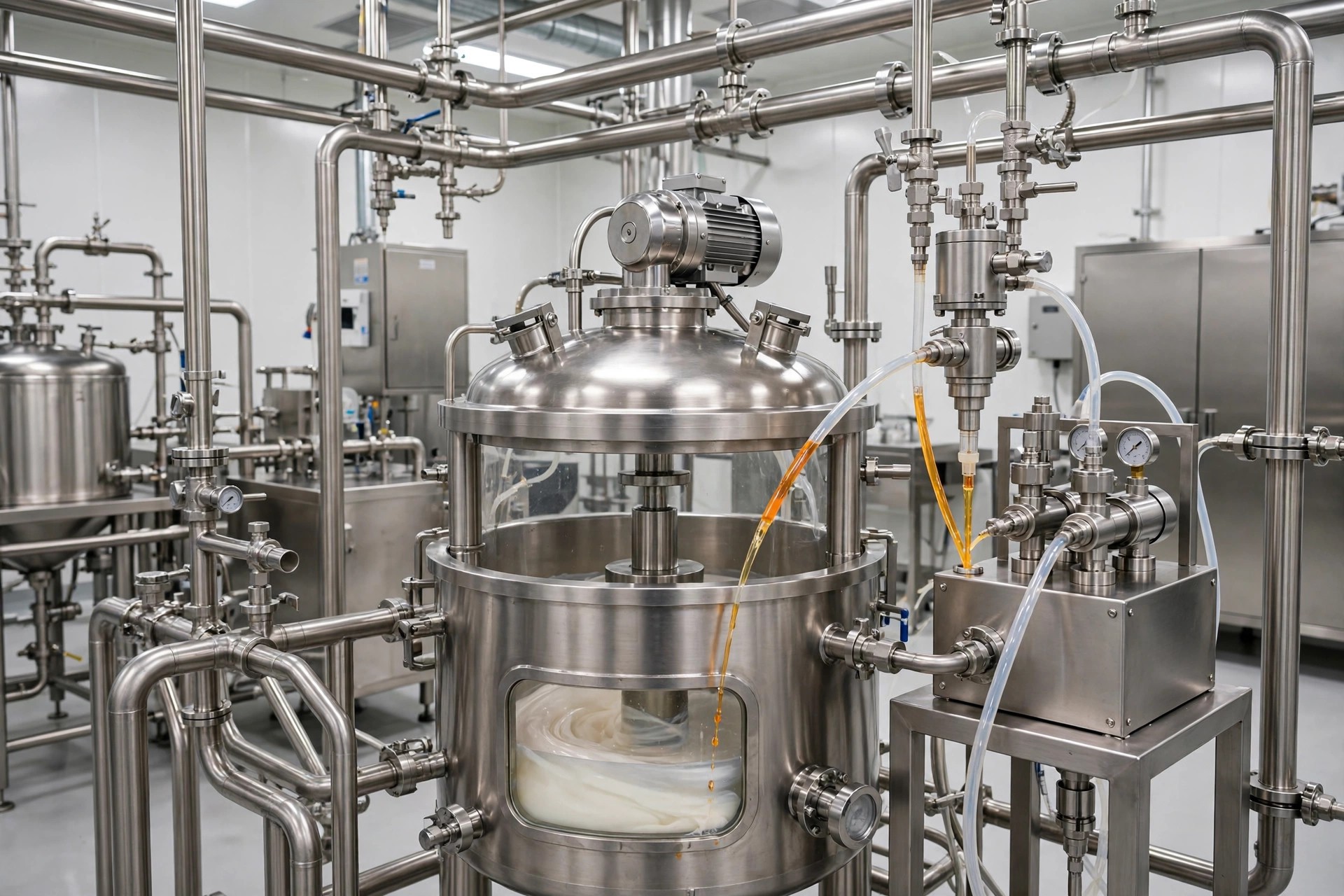 化妆品乳化完成后：防腐剂定量投加的时机与千世小流量泵选型